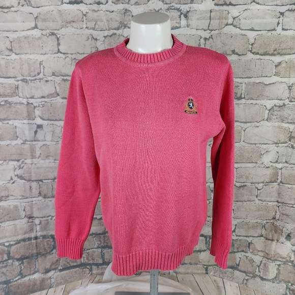 Vintage 90s Y2K Bermuda Mock Neck Cotton Sweater Hot Pink Size Medium Gossipgirl - Picture 1 of 10